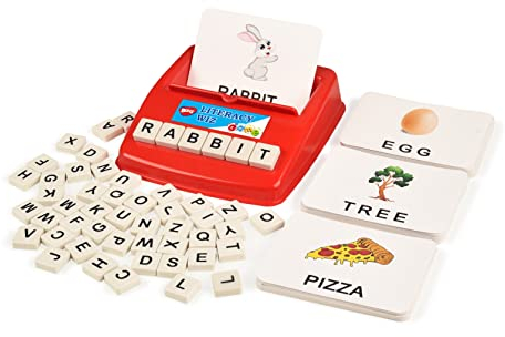 BOHS Englisches Lernspiel für Kinder - Wörter in Großbuchstaben - 60 Lernkarten - Lernspielzeug für Kinder im Vorschulalter