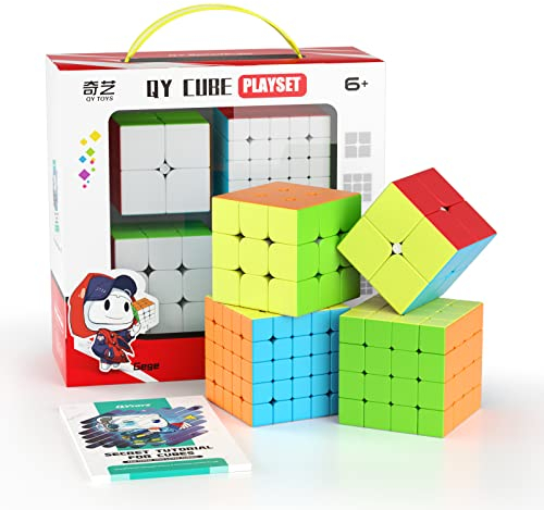 ROXENDA Zauberwürfel Set, Speed Cube Set mit 2x2 3x3 4x4 5x5 Zauberwürfel mit Geschenkbox, Geheimes Tutorial für Speed Cube (Stickerless Cube)