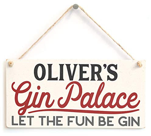Personalised Gin Palace Sign - Let The Fun Be Gin - Smart Retro Look Home Gin Bar Gift Plaque