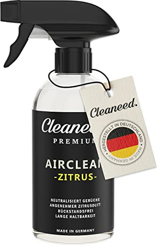 Cleaneed Airclean Zitrus – Made in Germany – Rauchgeruch Entferner, Neuwagenduft - Neutralisiert unangenehme Düfte, angenehmer Zitrusduft, lange Haltbarkeit
