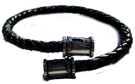 Irminsul Leder-Armspange schwarz Armreifen Armschmuck Echtleder ca. 0,6 cm Durchmesser