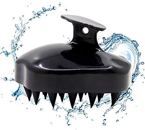 Shampoo Bürste Silikon Kopfhaut Massager Haarbürste Nasstrockener Kamm Kopf Gummipflege verbessert die Durchblutung für Männer Frauen Haustiere (Black)