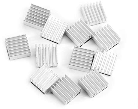 12 pièces Mini refroidisseur carte de circuit imprimé de radiateur 14x14x6mm aileron de refroidissement en aluminium avec colle adhésive à l'arrière pour IC d'alimentation d'ordinateur
