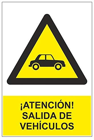 MovilCom® - Señal PELIGRO SALIDA VEHICULOS de tamaño 210X300mm material PVC0,7mm (ref.RD30076)