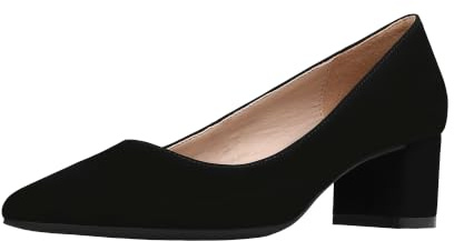 DREAM PAIRS Zapatos de Tacón Ancho Clásicos Mujer con Punta Puntida Zapatos de Salón PU con Plantilla Comodas,Size 37,Negro/Nobuk/PU,DPU212
