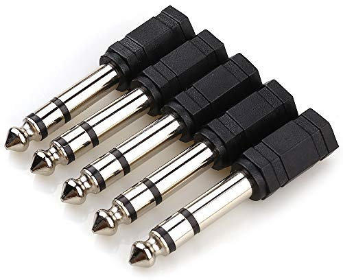LEOU 5PCS 6.35mm (1/4 inch) Male to 3.5 mm (1/8 Inch) Female Stereo Audio Headphone Jack Adapters, Quarter inch to 3.5mm Adapter - Black