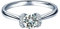 Daesar Frauen Ringe 18K Weißgold Solitär Ring mit 0.5ct Diamant, Hochzeitring Damen Verlobungsring Große 62 (19.7)