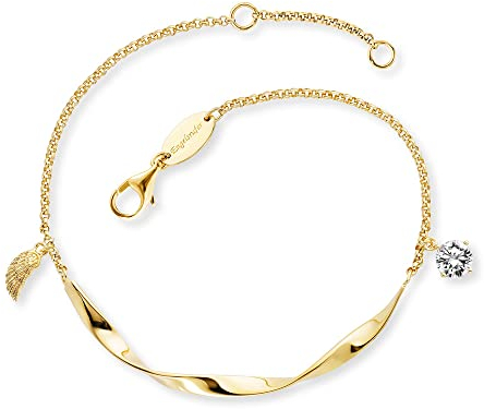 Engelsrufer Twist Damen Armband aus vergoldetem Sterling Silber mit kleinem Flügel und Zirkonia Anhänger - Karabinerverschluss - längenverstellbar - nickelfrei