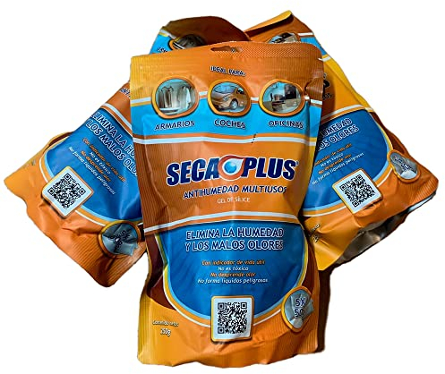 Secaplus - Gel di silica gel deumidificatore 5 x 50 g, confezione da 3 (15 sacchetti)