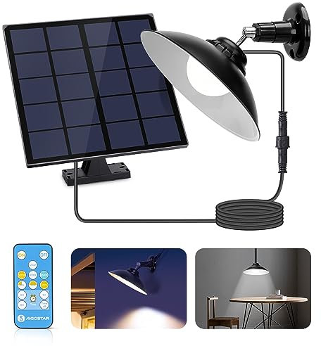 Aigostar 50W Solar Light With Remote Control - Dimmable Pendant With IP65 Waterproof Security Motion Sensor for Indoor Outdoor Home, Yard, Barn, Gazebo, Patio