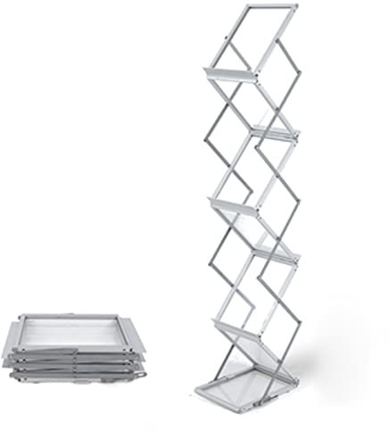 ZJKXJH zeitungsständer Zeitschriftenhalter Aus Aluminium, Faltbares Katalog-Literatur-Display-Regal, 6 Taschen Pop-up Doppelseitige Broschüre Stand Für Büro, Geschäft, Ausstellung, Messe
