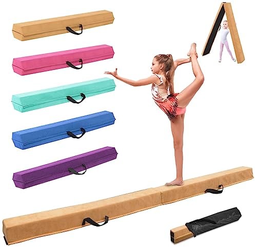 SportBob Schwebebalken für Zuhause, 240cm Balken Turnen Klappbar Tragbar für Kinder Erwachsene, Gymnastik Balken Balance Beam mit Rutschfester Gummiboden für Professionelle Turner oder Anfänger