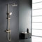 BEITH Duschsystem mit Thermostat, 3 Funktionen Wandmontage Regendusche mit Armatur, 10inch/25cm Runden Duschkopf aus Edelstahl 304, 90° Drehung Badewannenarmatur, Messingventil, Höhenverstellbar
