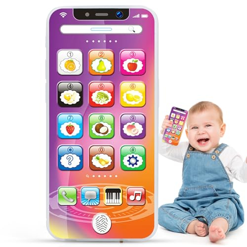 Baby Phone Toy for 1 2 3 Year Old Boys Fake Phone Play Toy for1-3 Early Education Toys with Music for Toddler Babies Boys Girls Birthday Present Gifts Age 6M+