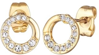 Elli Ohrringe Damen Ohrstecker Kreis Geo Goldfarben mit Kristallen