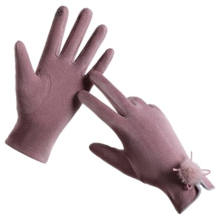 UnoSheng Latex Body Frauen Warme Handschuhe für Damen, Herbst und Winter, Fleece, warm, offene Gabel, Outdoor, Radfahren, Fahren Braut Handschuhe (Purple, One Size)