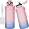 DEARRAY 2l / 2 litres Tritan Sport Gourde Graduée avec Paille et Marqueur de Temps de Motivation, 2000ml Grande Bouteille sans BPA eau pour Fitness, Gym, Randonnée,Voyage