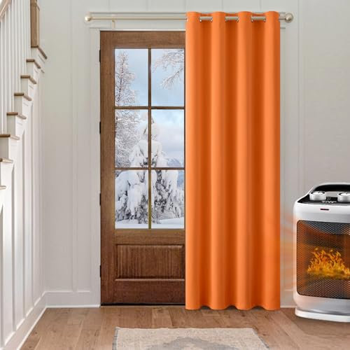 MIULEE Verdunklungsvorhang Orange Blickdichte Vorhänge mit Ösen Thermovorhang Hitzeschutz Türvorhang 1 Stück H 225 x B 140 cm Tür Gardinen Abdunkelnde Wohnzimmer Schlafzimmer Blackout Curtain