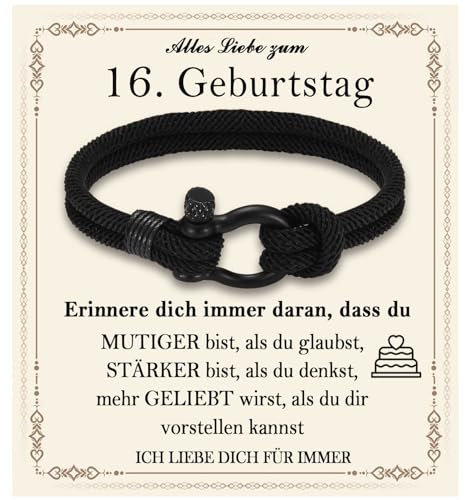 FAOMZQ Geburtstagsgeschenk für Jungen, Armband Geschenke für Jungs zum 16. Geburtstag, Tolles Geschenk für 16-Jährige Jungen Teenager zum 16 Geburtstag