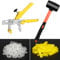 SDLDEER Tile Leveling System Kits, 1.5mm 300 Pcs Leveling Spacer Clips with 100pcs Resuable Wedges, 1 Tile Leveling Pliers and 1 Rubber Hammer, Efficient Tools for Flooring and Tiles