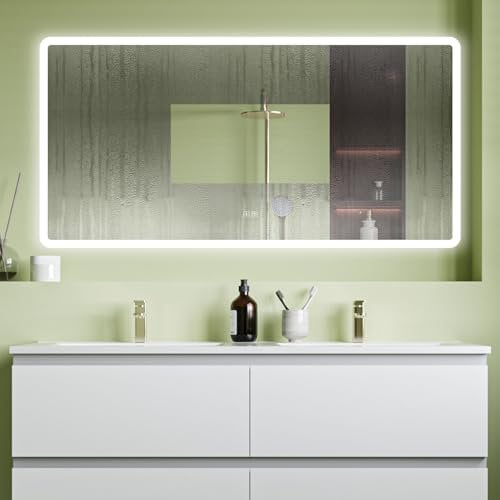 Huibathroom 1200 X 700MM Rectangular Bathroom Mirror with 3 Colours LED Lights, Demister, Shaver Socket, Double bond Bluetooth, Dimmable, Blackout memory, Wall Mounted, IP44