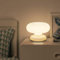 EOEO Pilz Tischlampe LED Dimmbar Tischleuchte mit Kabel und Schalter Pilz Lampe Weiß Glas Lampenschirm Kleine Lampe Moderne Design Nachttischlampe Schlafzimmer Deko Lampen Wohnzimmer WarmWeiß