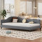 Pawom Polsterbett Schlafsofa 90x200 Multifunktionsbett mit Lattenrost, Leinenstoff in Grau, Retro-Design, Für Wohnzimmer und Schlafzimmer, Belastbarkeit bis 120kg