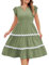 Hanna Nikole Women Plus Size Ruffle Sleeve Casual Dress Empire Waist Knee Length Beach Dresses with Pockets Grey Green 22