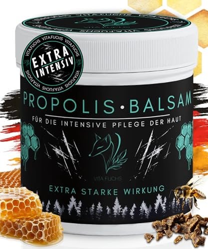 Vita.Fuchs Propolis Balsam - Salbe für intensive Hautpflege - Extra starke Propolis Creme mit Bienenharz & Propolis - Feuchtigkeitsspendende Propolis Salbe aus Deutschland (200ml)
