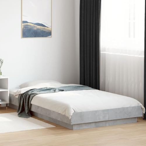 KTHLBRH Bettgestell Familienbett Doppelbett Schlafzimmer möbel Bettgestell mit LED Betongrau 90x190 cm Holzwerkstoff
