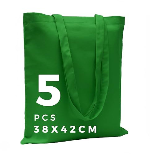 POLHIM® Hochwertige Stoffbeutel - Beutel für Wäsche, Sport, Shopping, Lebensmittel - Umweltfreundliche, Wiederverwendbare Jutebeutel -Unbedruckte 38 x 42 cm, 145 gr/m2, 5 Stück