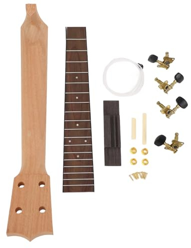 Kit fai da te per ukulele, kit per ukulele soprano, costruisci il tuo strumento ukulele, include manico per ukulele, tastiera in palissandro, pomello per corde e set di