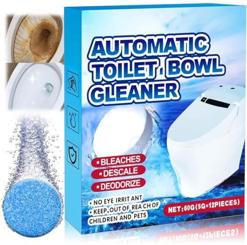 12PCS Toilet Cleaner Tablets, Fizzy Clean Toilet Cleaner, Heavy Duty Bathroom Limescale Remover, Bleach Foam Bathroom Bowl Stain Remover, Strong Lavatory Freshener & Descaler