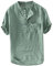 Camicia Uomo Lino Cotone Estiva Camicie Elegante Firmata Slim Fit Camicia Collo Coreana Mare Traspirante Bianca Henley Shirts Botton Down Comode Taglie Forti Camicie da Lavoro Estate 2025 Moda