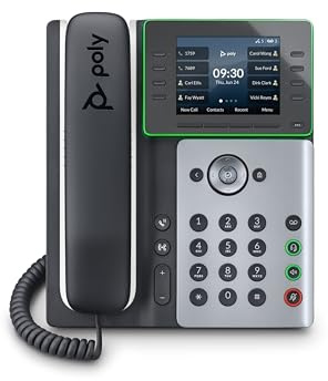 Poly Edge E300 IP Phone - Corded - Corded - Desktop, Wall Mountable - Black - VoIP - 2 x Network (RJ-45) - PoE Ports (Renewed)