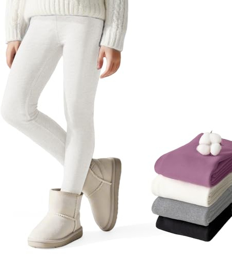 Baogaier Leggings Termici Invernali per Ragazze Foderati in Pile 6-12 Anni | Comodo, Morbidi Cotone Legging, Vita Alta, Felpati Lunghi Collant, Caldi Pantaloni, Bambina Abbigliamento, Colore Solido