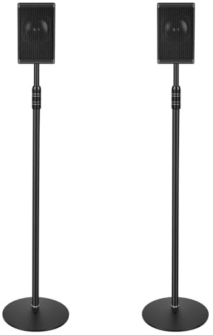 Howonder Speaker Stands, Adjustable Height from 33 to 48, 2 Packs | All Metal Speaker Stands Pair for Small Speakers，Holds up to 8.8 lbs,Easy DIY Assembly,HD-718,Black