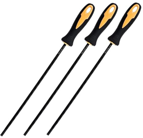 rundfeile kettensäge, 3 Stück 3, 2 mm (1/8 Zoll) Stahlschärffeile, runder Kettensägenkettenschärfer mit Kunststoffgriff zum Kettenschärfen, feile für kettensäge