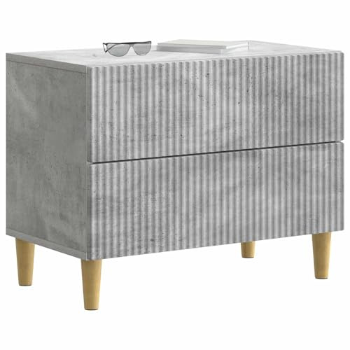vidaXL Nachttisch Betongrau 62 x 34,5 x 48 cm Holzwerkstoff, Vintage Schlafzimmermöbel, rechteckiger Nachttisch, viel Stauraum, kompakter Holztisch, praktischer Raumorganizer