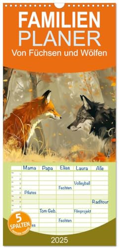 Familienplaner 2025 - Von Füchsen und Wölfen mit 5 Spalten (Wandkalender, 21 cm x 45 cm), CALVENDO: Die Wächter uralter Geheimnisse (CALVENDO Tiere)