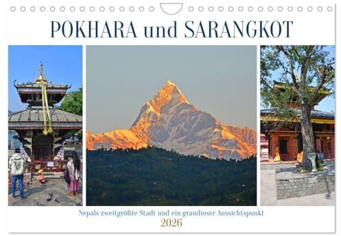 POKHARA und SARANGKOT (Wandkalender 2026 DIN A4 quer), CALVENDO Monatskalender: Bilder von einer sehenswerten Stadt nahe des Annapurna Himal und einem berühmten Aussichtspunkt (CALVENDO Orte)