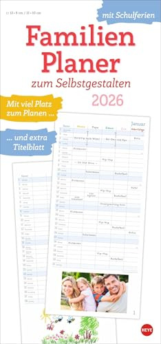 Familienplaner zum Selbstgestalten 2026: Blanko-Kalender zum Basteln mit extra Titelblatt für eine persönliche Gestaltung und viel Platz für Notizen. ... 2026. 21 x 45 cm. (Familienplaner Heye)