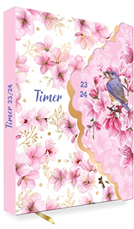 Trötsch Schülerkalender mit Klappe Flower 23/24: Schulplaner Hausaufgabenheft Timer Terminkalender