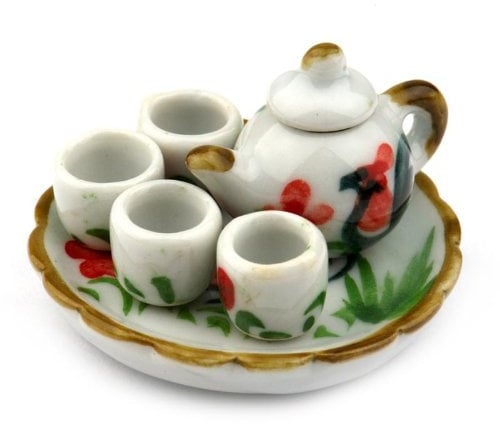 MyTinyWorld Miniature Handmade Cockerel Motif Ceramic Tea Set