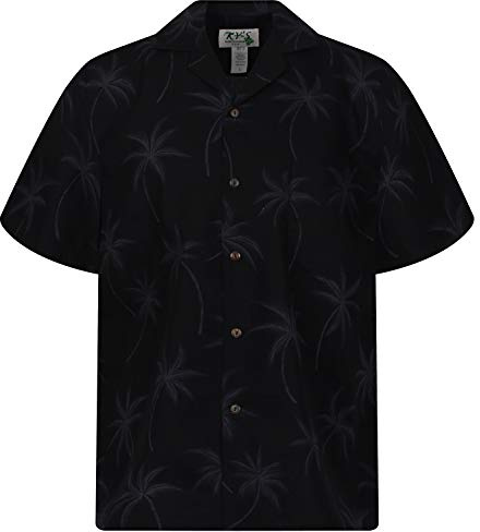 KY's Original Hawaiihemd, Palm Shadow, Schwarz, XL