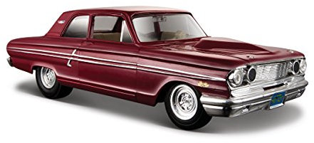 Maisto Ford Fairlane Thunderbolt ´64: Originalgetreues Modellauto 1:24, Türen und Motorhaube zum Öffnen, Fertigmodell, 20 cm, maroon (531957)