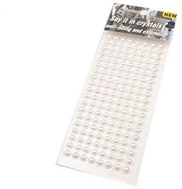 152 Perlen Creme 6mm selbstklebend, Dekosteine, Schmucksteine, Kristalle, Karten, viele Farben