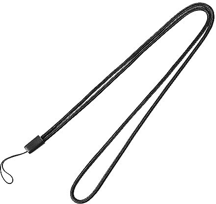 sourcing map Nylon Woven Lanyards, 18 Inches Round Neck String, 1 Pcs Thin Keychain Strap Lanyard for Keys Pen ID Camera Mobile Cell Phone Badges Holder Office, Black