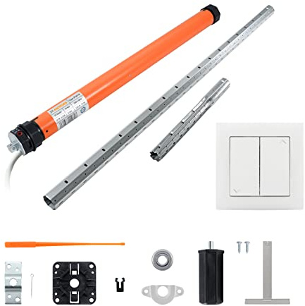 3T-MOTORS Rollladenmotor Komplettset mit Wippschalter, SW40 Welle 1,40 m, 3T35-10 (Zugkraft 10 Nm/25 kg) mit mechanischen Endschaltern, einfache Montage mit Zubehör, Rollladenantrieb