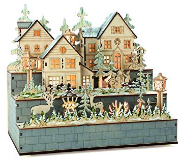 Small Foot Lampe Winterliches Dorf aus Holz, dekorative Weihnachtsbeleuchtung mit LEDs, batteriebetrieben, 10216
